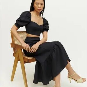 Reformation Black Midi Dress